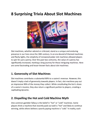 8 Surprising Trivia About Slot Machines
