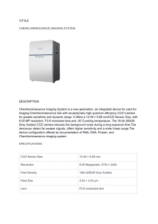 CHEMILUMINESCENCE IMAGING SYSTEM