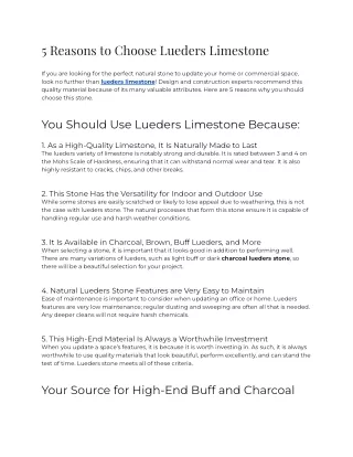 2023 - 5 Reasons to Choose Lueders Limestone