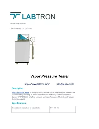 Vapor Pressure Tester