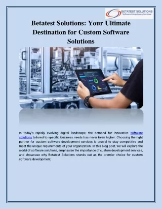Betatest Solutions Your Ultimate Destination for Custom Software Solutions