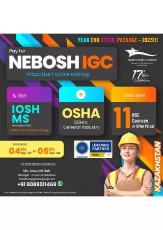 Explore More on HSE Field Nebosh Course in Kazakhstan With Green World Group