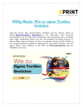 Pfiffig Hände Wie zu eigene Textilien besticken