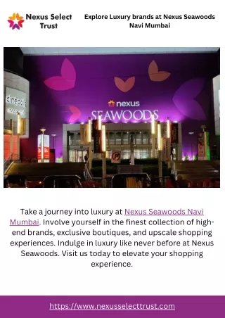 Explore Luxury brands at Nexus Seawoods Navi Mumbai