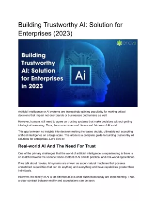 Building Trustworthy AI_ Solution for Enterprises (2023)