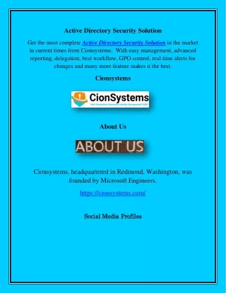 Active Directory Security Solution, cionsystems