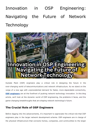 Innovation in OSP Engineering_ Navigating the Future of Network Technology