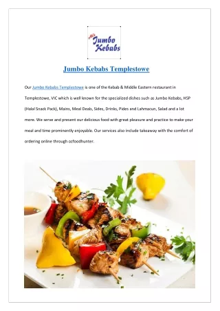 Extra 15% offer at Jumbo Kebabs Templestowe- Order now!!