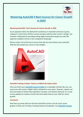 Mastering AutoCAD 4 Best Courses for Career Growth in 2024