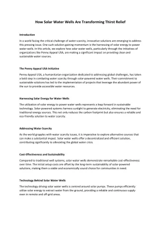 solar water well article submission