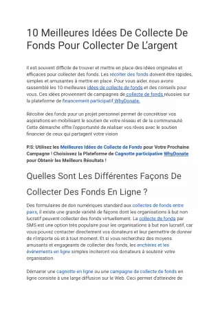 10 Meilleures Idées Et Conseils Pour Récolter Des Fonds!