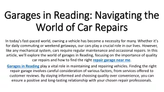 Garages in Reading Navigating the World of Car Repairs