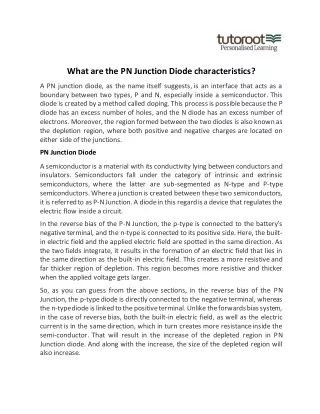 What are the PN Junction Diode characteristics?