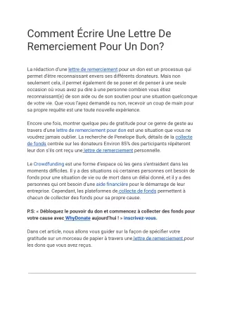 Comment Rédiger Une Lettre De Remerciement Pour Un Don