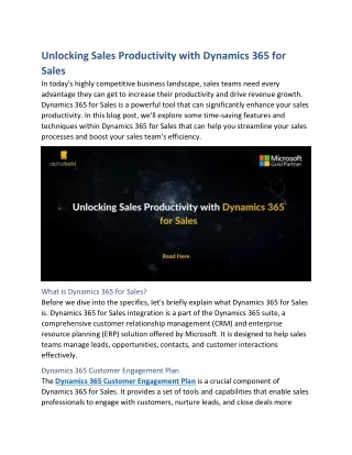 Increasing Sales Productivity with Dynamics 365 Time-saving Features and Techniques
