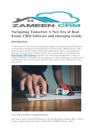 Navigating Tomorrow A New Era of Real Estate CRM Software and emerging trends