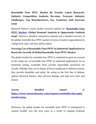 Resettable Fuse PPTC Market Top Manufacturers 2036