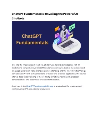 ChatGPT Fundamentals_ Unveiling the Power of AI Chatbots