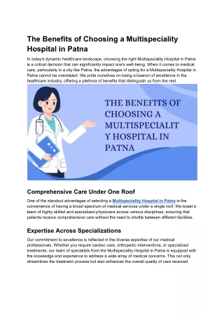 The Benefits of Choosing a Multispeciality Hospital in Patna