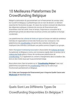 10 Meilleures Plateformes De Crowdfunding Belgique  Crowdfunding En Belgique