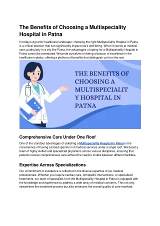 The Benefits of Choosing a Multispeciality Hospital in Patna