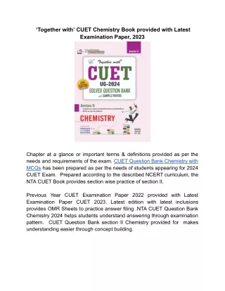 Latest Edition NTA CUET Question Bank Chemistry for Examination 2024