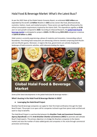 Halal Food & Beverage Market: What’s the Latest Buzz?