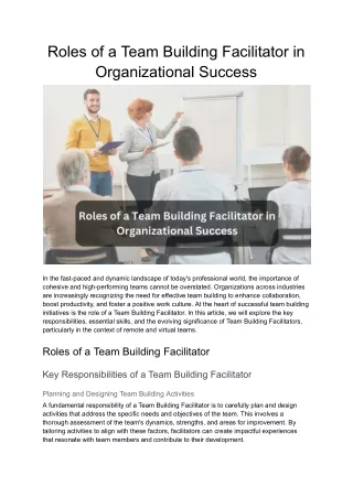 Roles of a Team Building Facilitator in Organizational Success