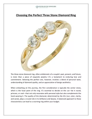 Choosing the Perfect Three Stone Diamond Ring