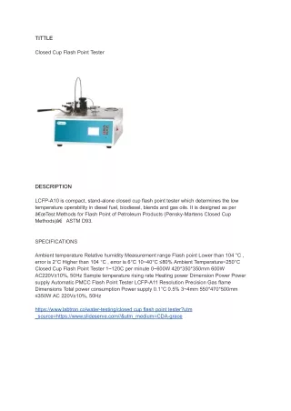 closed cup flash point tester