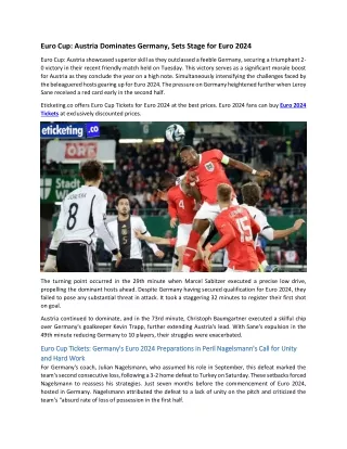 Euro Cup Austria Dominates Germany, Sets Stage for Euro 2024