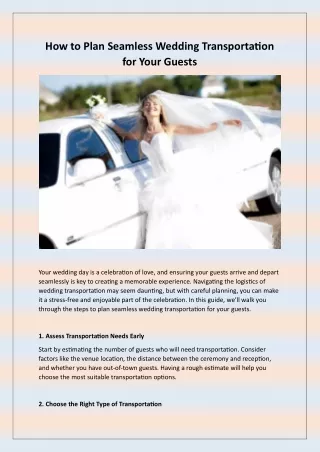 How to Plan Seamless Wedding Transportation for Your Guests