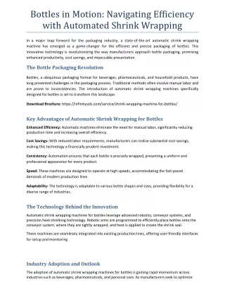 Bottles in Motion: Navigating Efficiency with Automated Shrink Wrapping