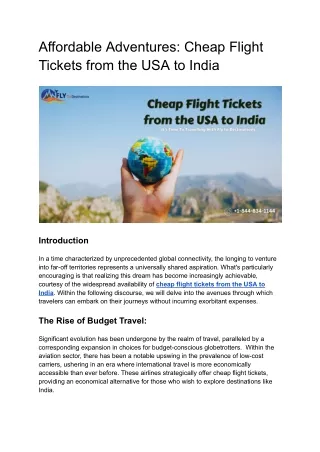 Affordable Adventures_ Cheap Flight Tickets from the USA to India