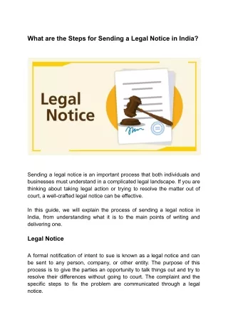 What are the Steps for Sending a Legal Notice in India