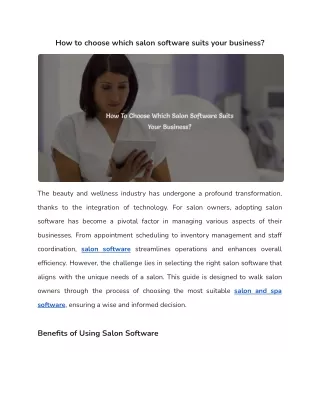 How to choose which salon software suits your business