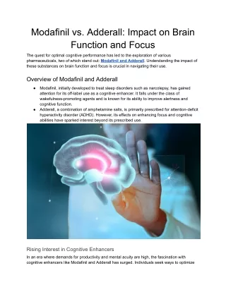 Modafinil vs. Adderall Impact on Brain Function and Focus