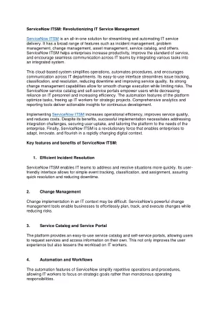 ServiceNow ITSM Revolutionizing IT Service Management