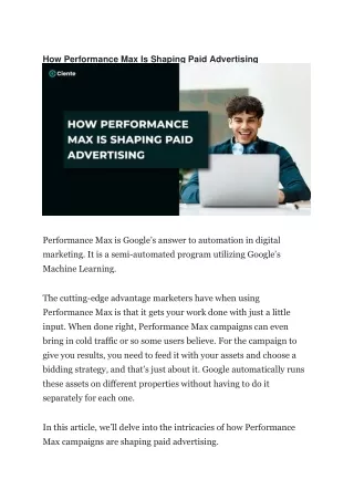 How Performance Max Is Shaping Paid Advertising