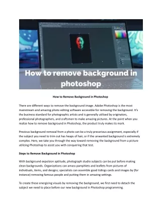 How to Remove Background in Photoshop