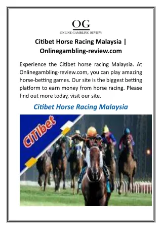 Citibet Horse Racing Malaysia