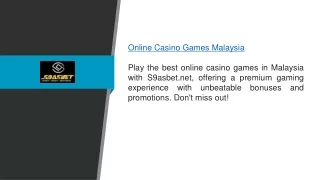 Online Casino Games Malaysia S9asbet.net