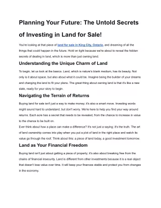 Planning Your Future_ The Untold Secrets of Investing in Land for Sale
