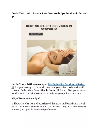 Get In Touch With Aurum Spa noida 18