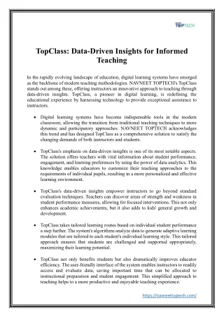 TopClass-  Data-Driven Insights for Informed Teaching