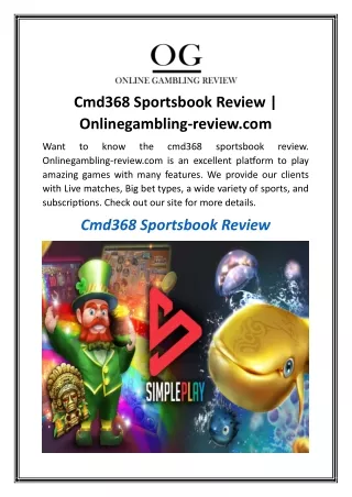 Cmd368 Sportsbook Review  Onlinegambling-review
