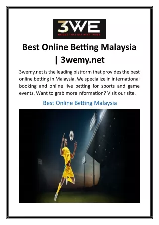 Best Online Betting Malaysia 3wemy.net