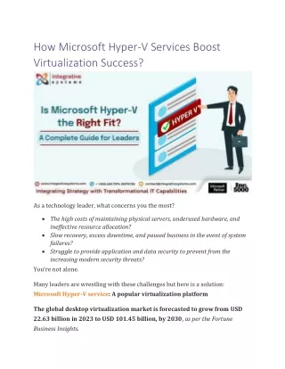 How Microsoft Hyper-V Services Boost Virtualization Success