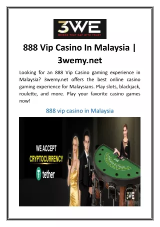 888 Vip Casino In Malaysia 3wemy.net