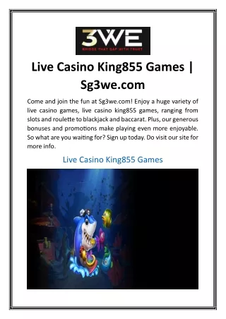 Live Casino King855 Games  Sg3we